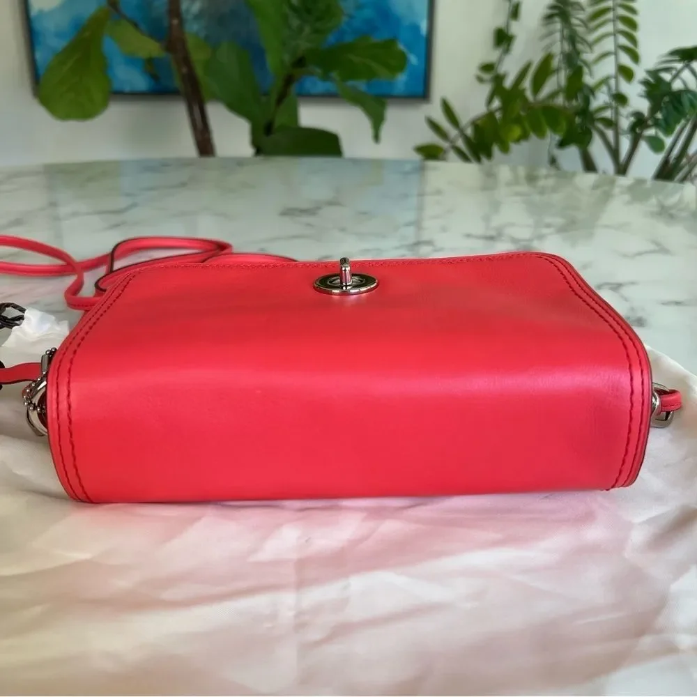 NWOT Coach Legacy Leather Penny Shoulder Crossbody Bag 19914 Bright Coral Pink